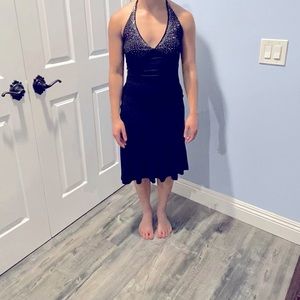 Beautiful black dress with silver beaded stones.